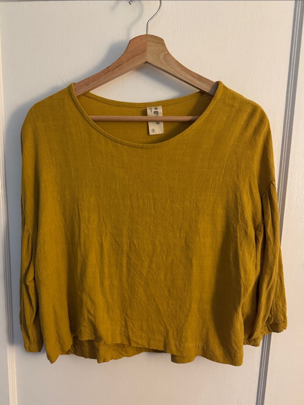 Eve Gravel Olive-Mustard Cropped Boxy Scoop Neck Top